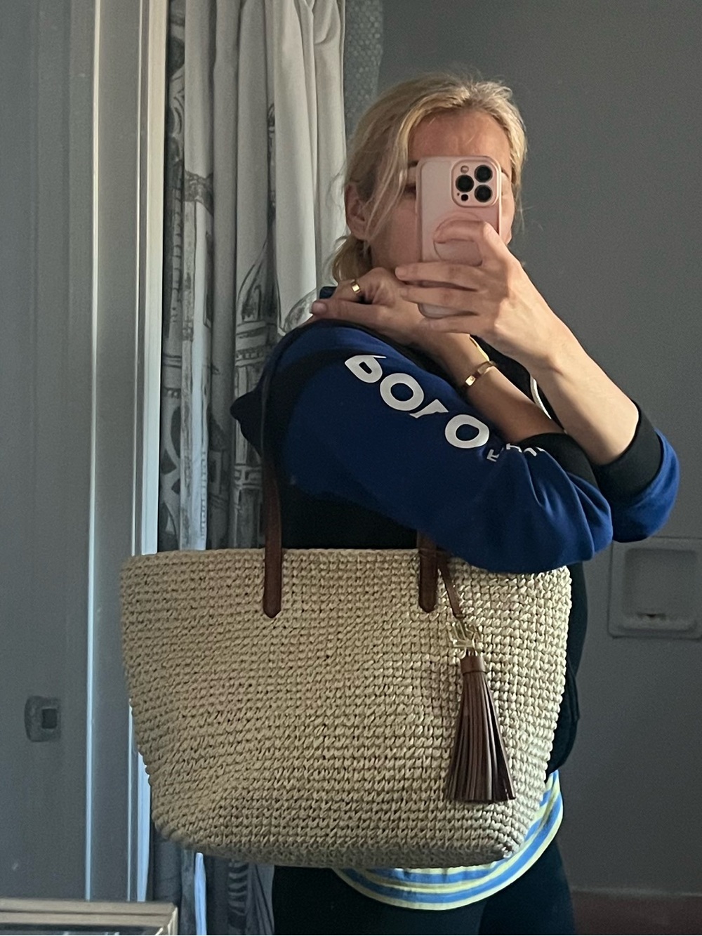 Ralph Lauren Natural Straw Tote with Tan Leather Handles - Picture 14 of 14